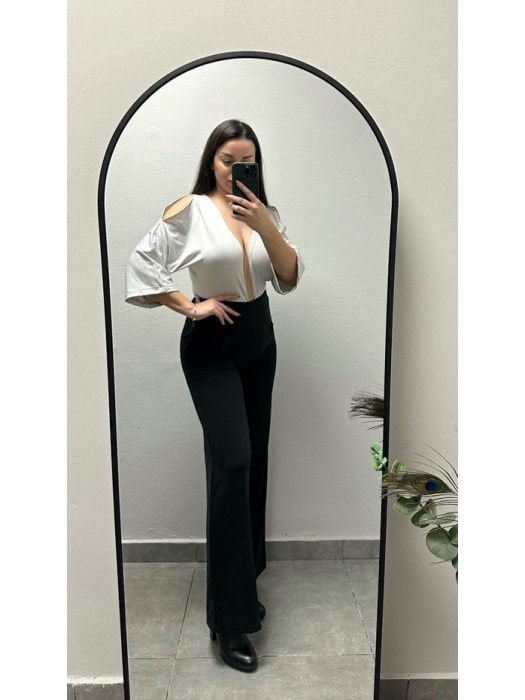 FACTORY ΚΟΡΜΑΚΙ V-NECK ΜΕ ΑΝΟΙΧΤΟΥΣ ΩΜΟΥΣ